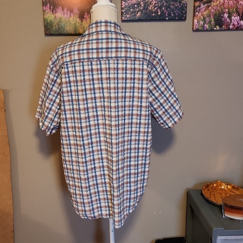Signature Levi's Cottton Country checkered plaid Short Sleeve button-down Shirt - Picture 6 of 8